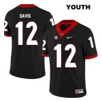 Youth Georgia Bulldogs NCAA #12 Rian Davis Nike Stitched Black Legend Authentic College Football Jersey JBE0354GC